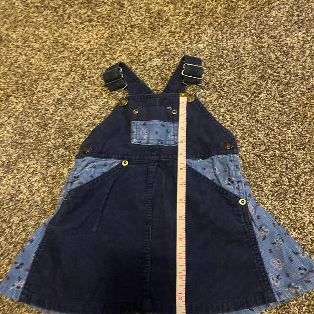 Vintage Wonderkids Overall Dress Jumper Corduroy Blue Ditzy Floral‎ 12 M Pleated